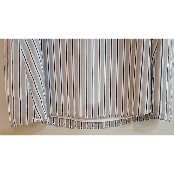 Pleione womens XS tank top shirt tan white blue stripped lined keyhole - Picture 3 of 11